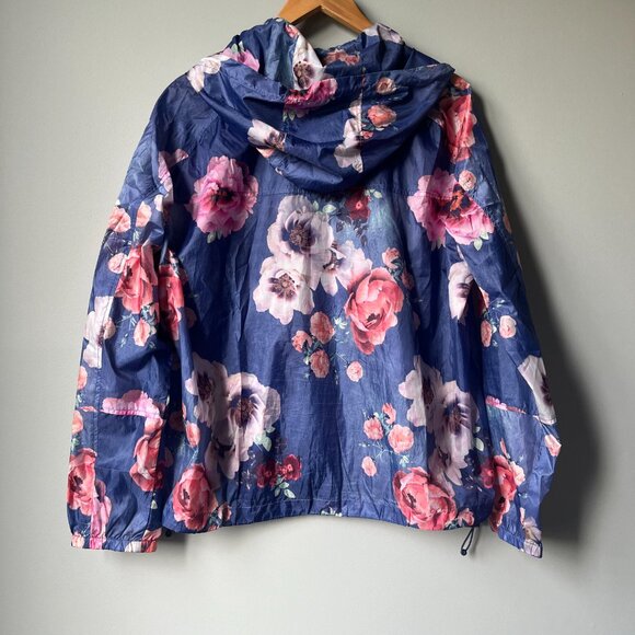 American Eagle Outfitters windbreaker blue with floral pattern & zipped … - Picture 2 of 6